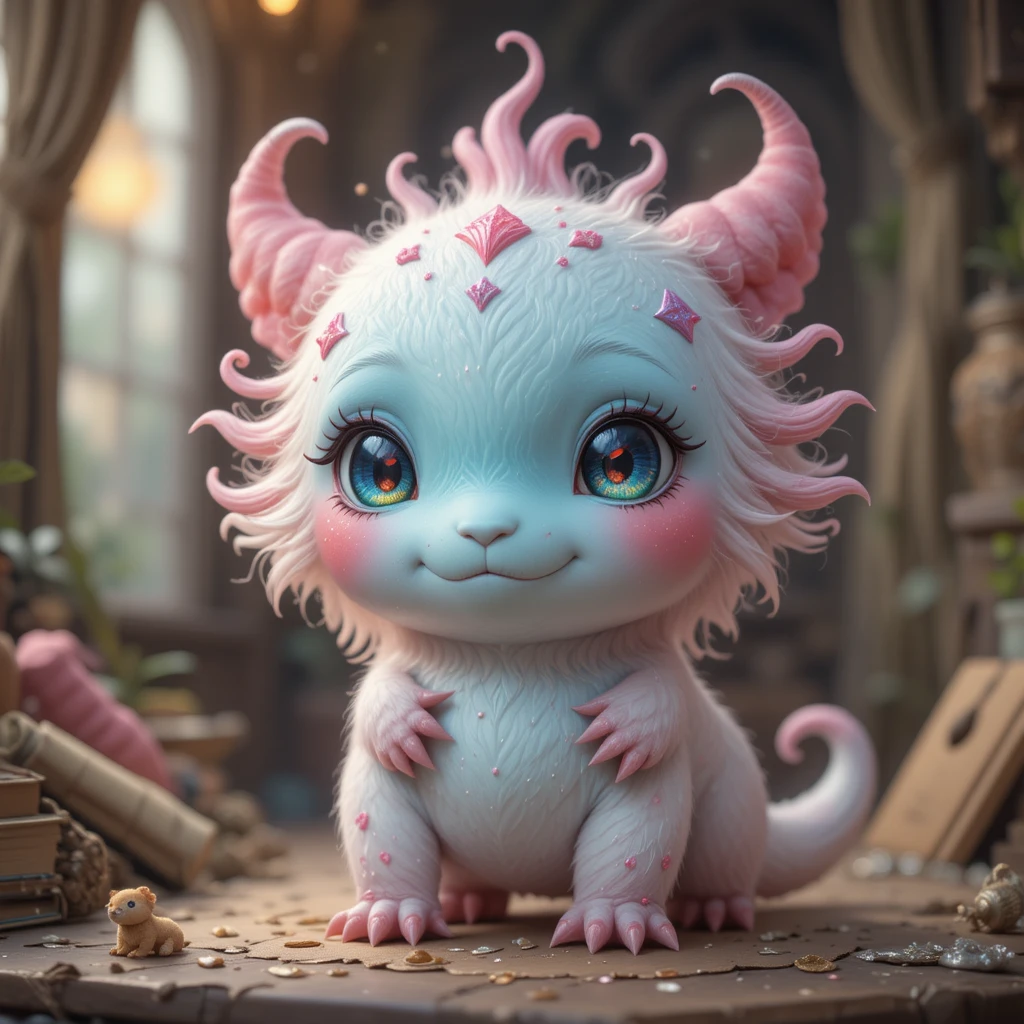 柔和粉彩風可愛Q版小怪獸奇幻插畫