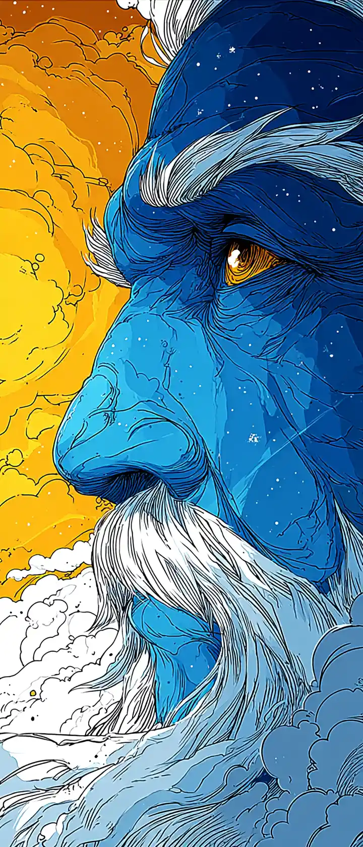 Retrato surreal en primer plano de Zeus en estilo onírico