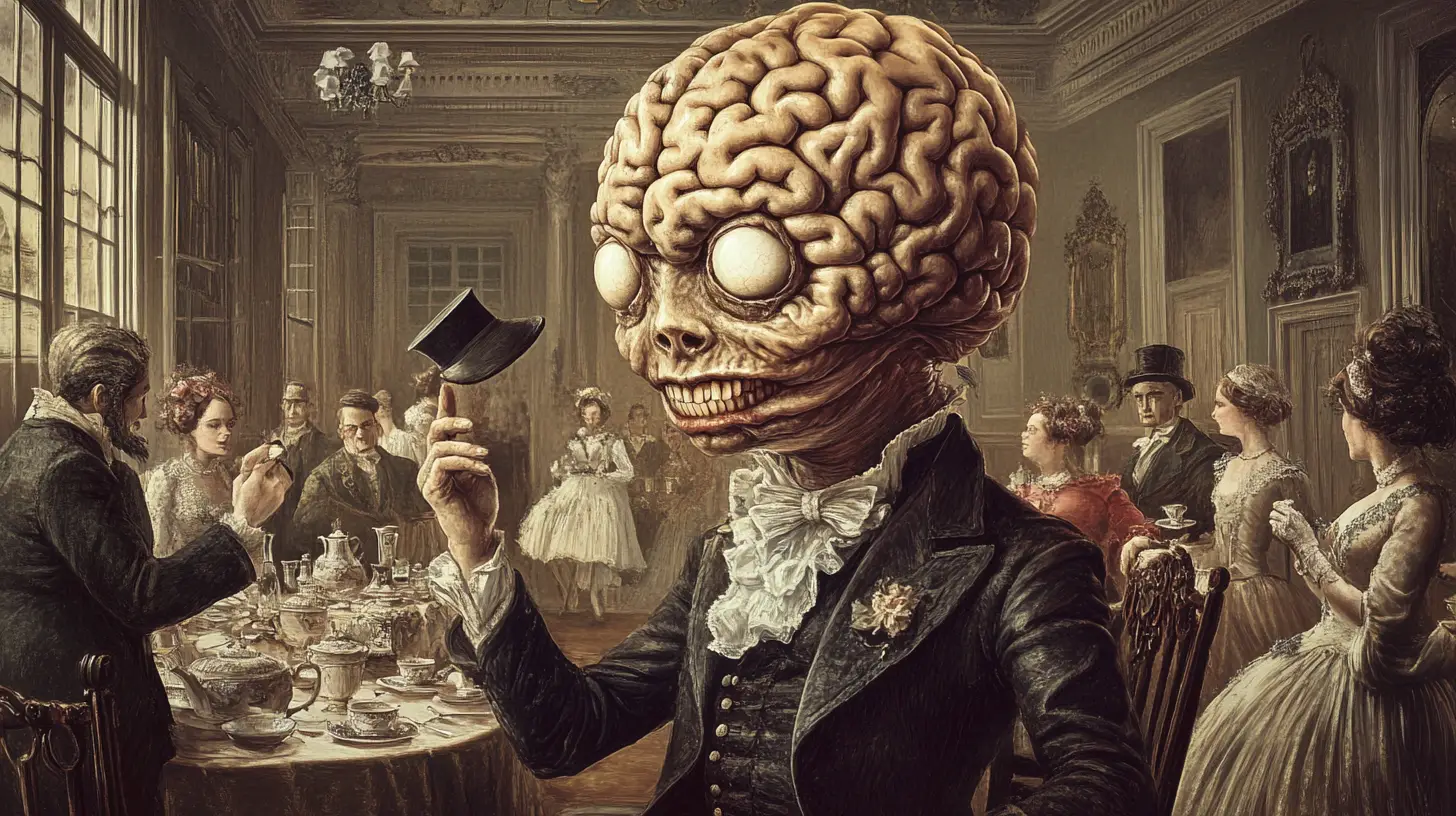 Giant One Eyed Brain In A Baroque Victorian Ballroom