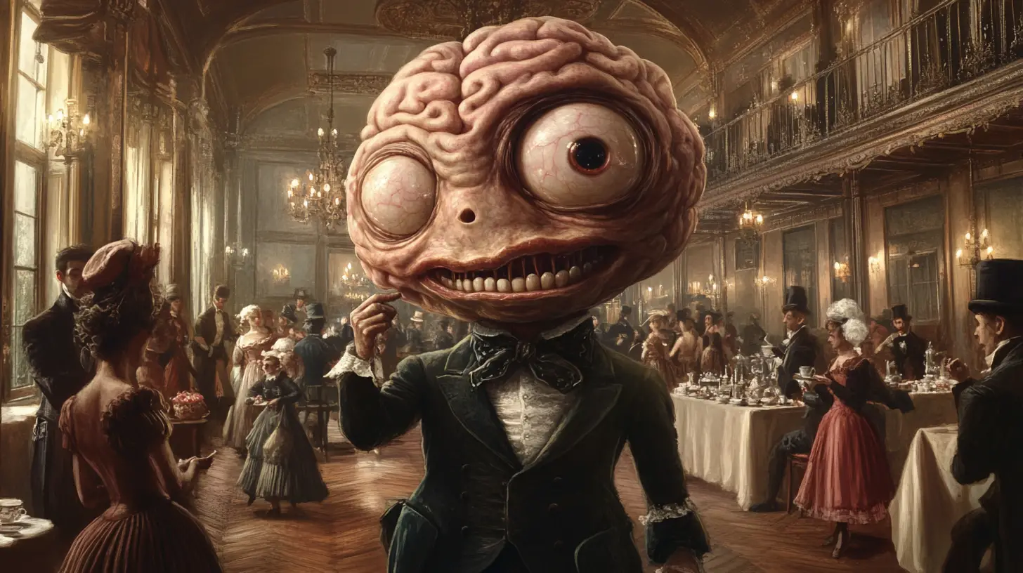 Giant One Eyed Brain In A Baroque Victorian Ballroom