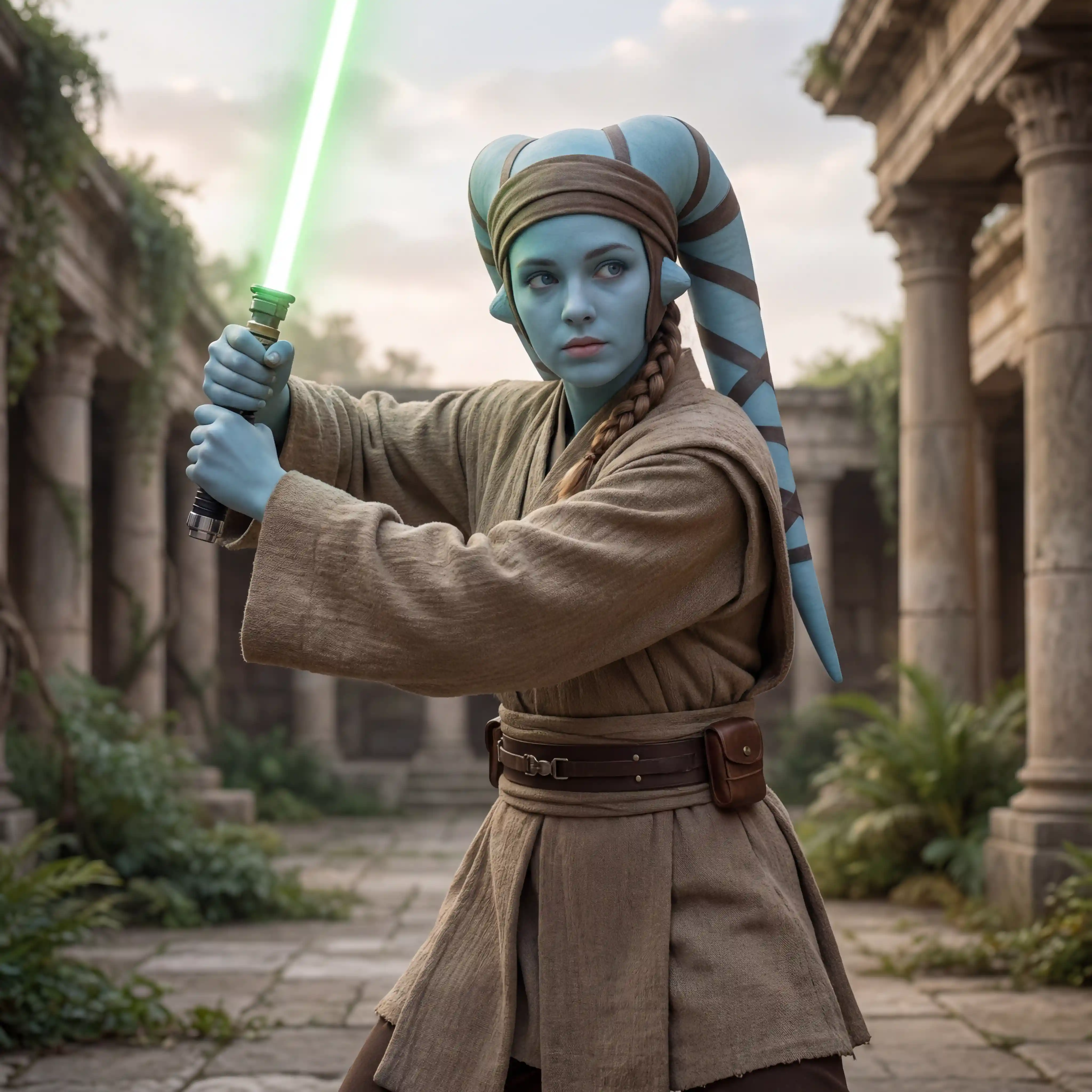 Beautiful female twi lek jedi apprentice in a sci fi world