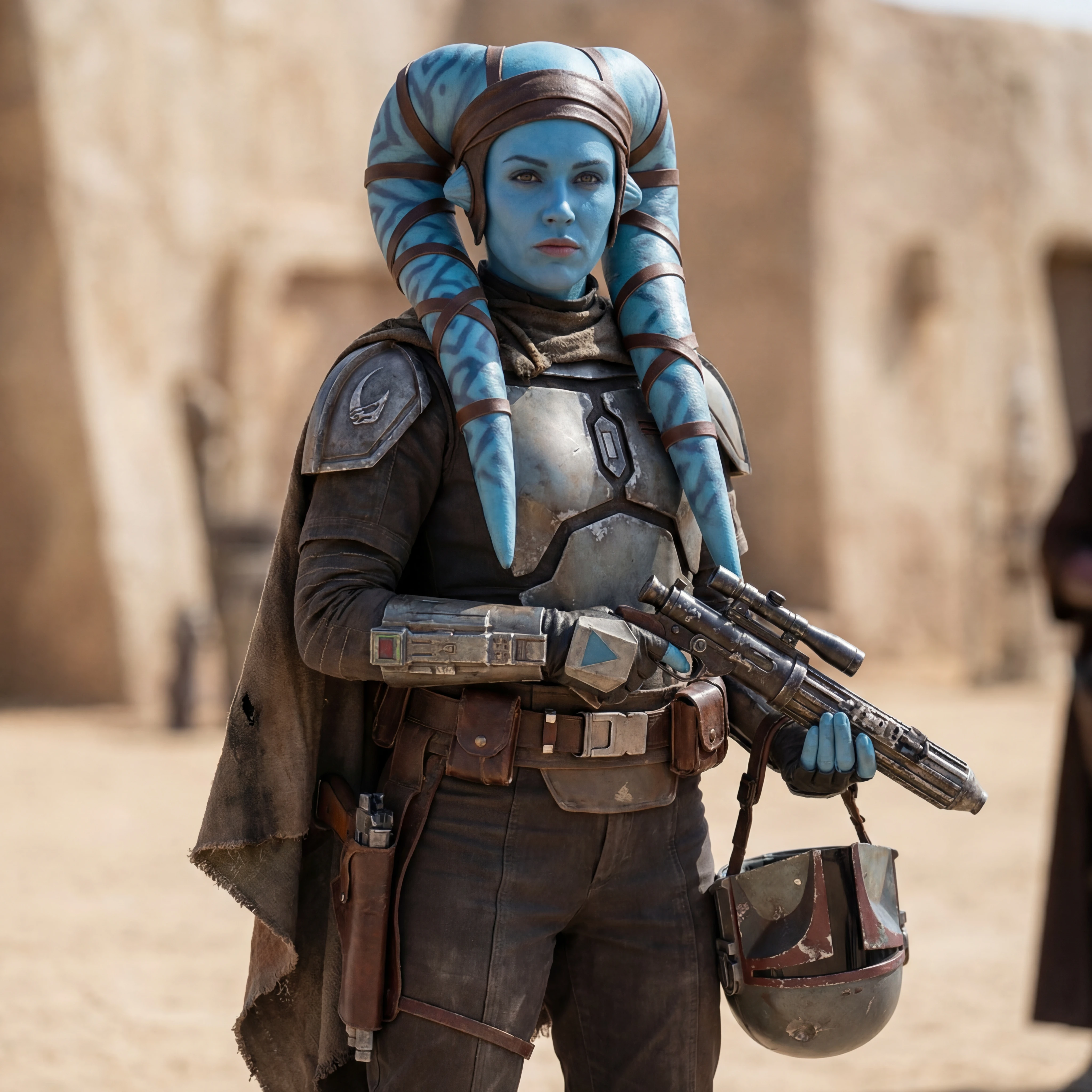 Hermosa cazarrecompensas Twi’lek en un mundo de ciencia ficción