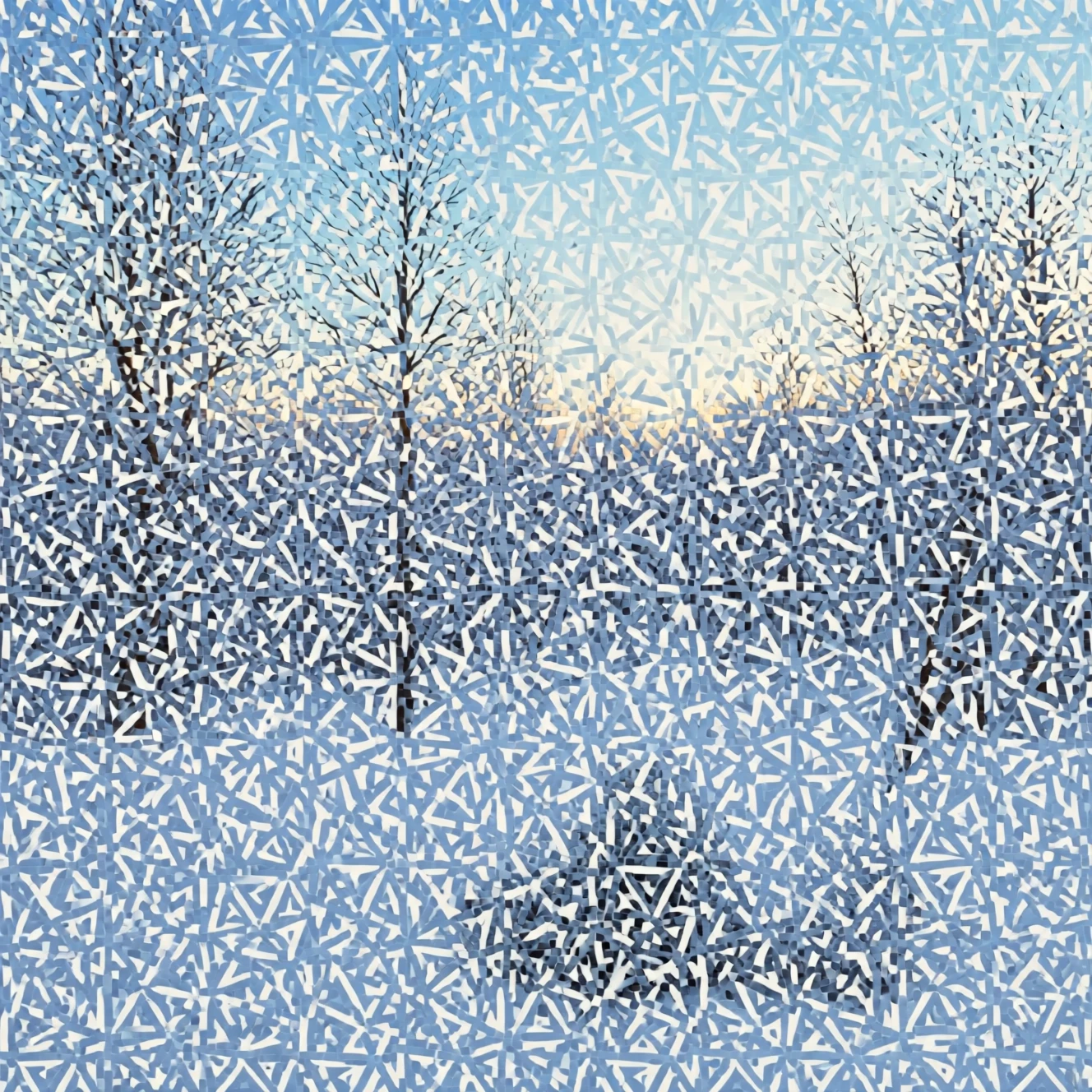 Paysage d’hiver serein aux textures prismatiques oniriques