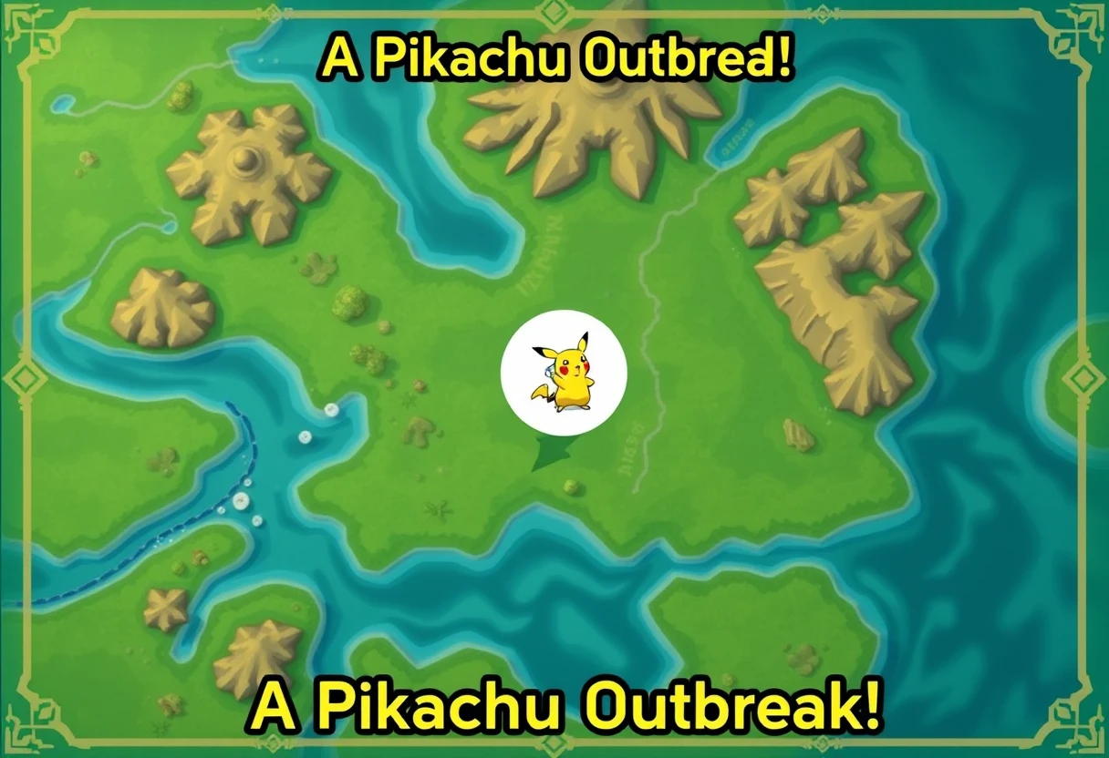 Mapa de jogo de fantasia com alerta de surto de ratos em destaque