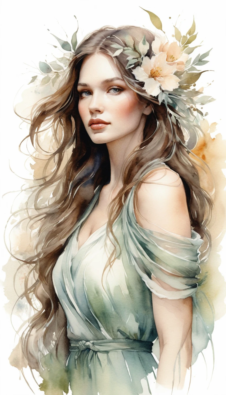 Retrato de beleza selvagem e elegante em um cenário natural sereno