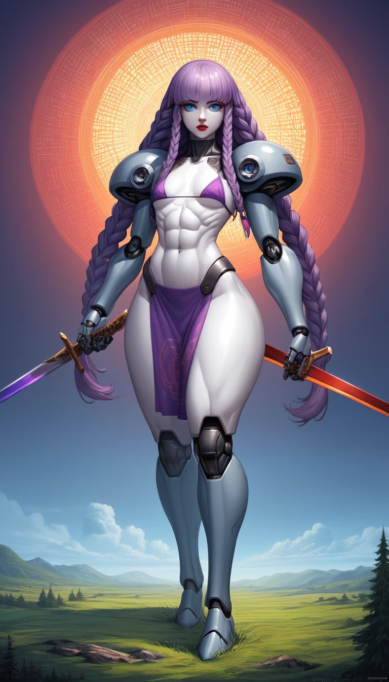 Girl engineer before a colossal flying fortress over city