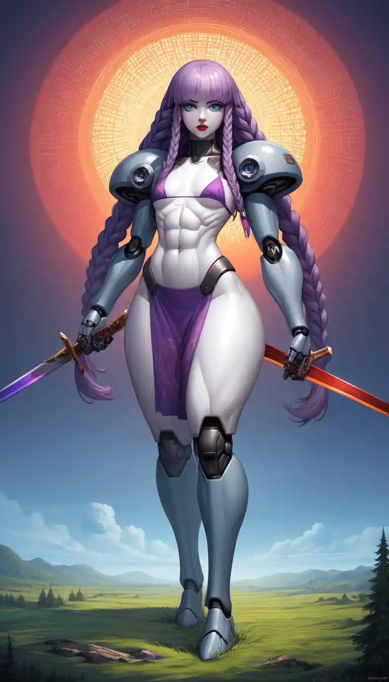 Girl engineer before a colossal flying fortress over city