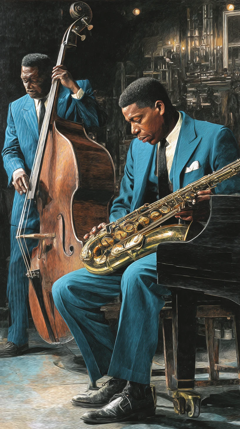 Elegant jazz duo in a luxurious night club illustration