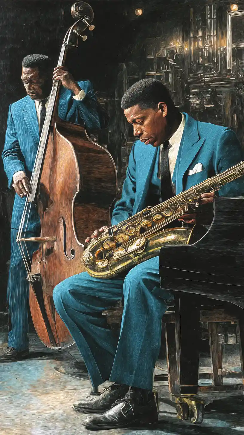 Elegant jazz duo in a luxurious night club illustration