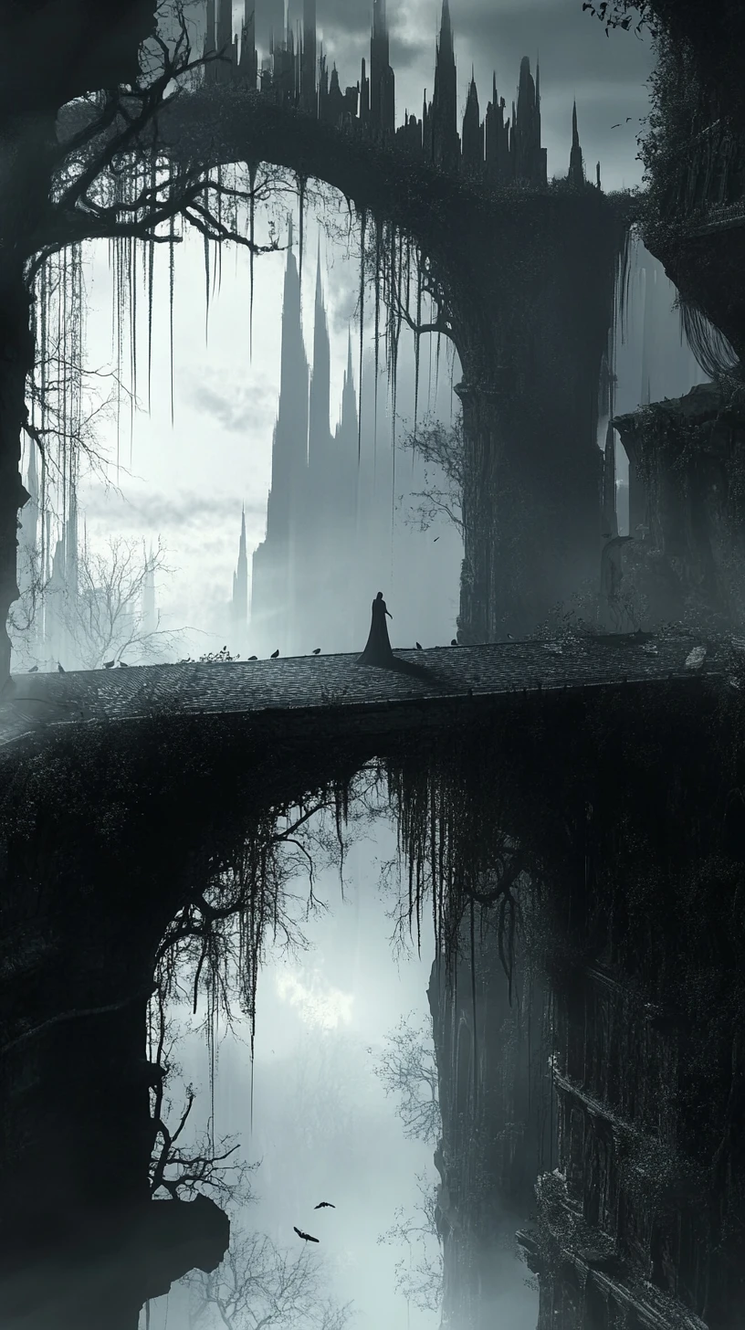Surreal dark fantasy illusion of shadow and light contrast