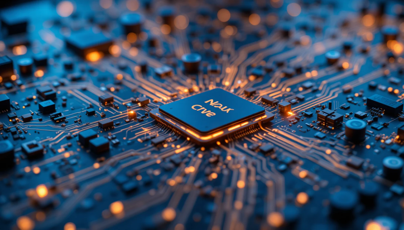 Vista macro ravvicinata di una scheda elettronica luminosa
