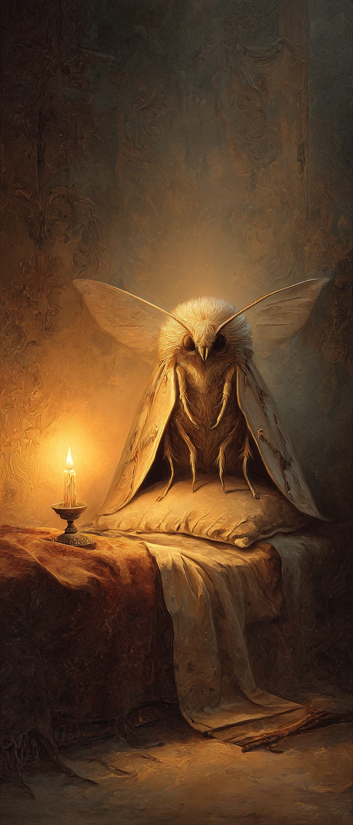 Mariposa luminosa descansando serenamente em uma cama majestosa