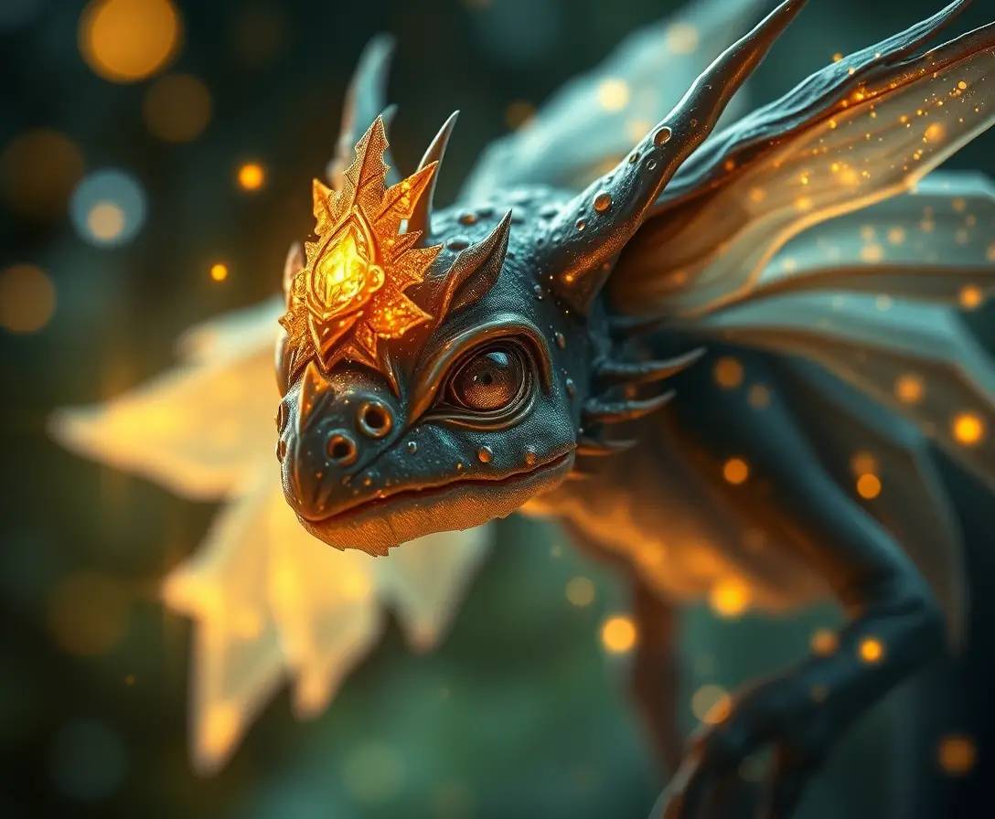 Mystical forest creature in ethereal close up portrait