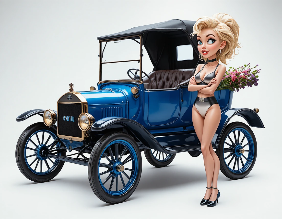 Ford Model T azul vintage em estúdio limpo