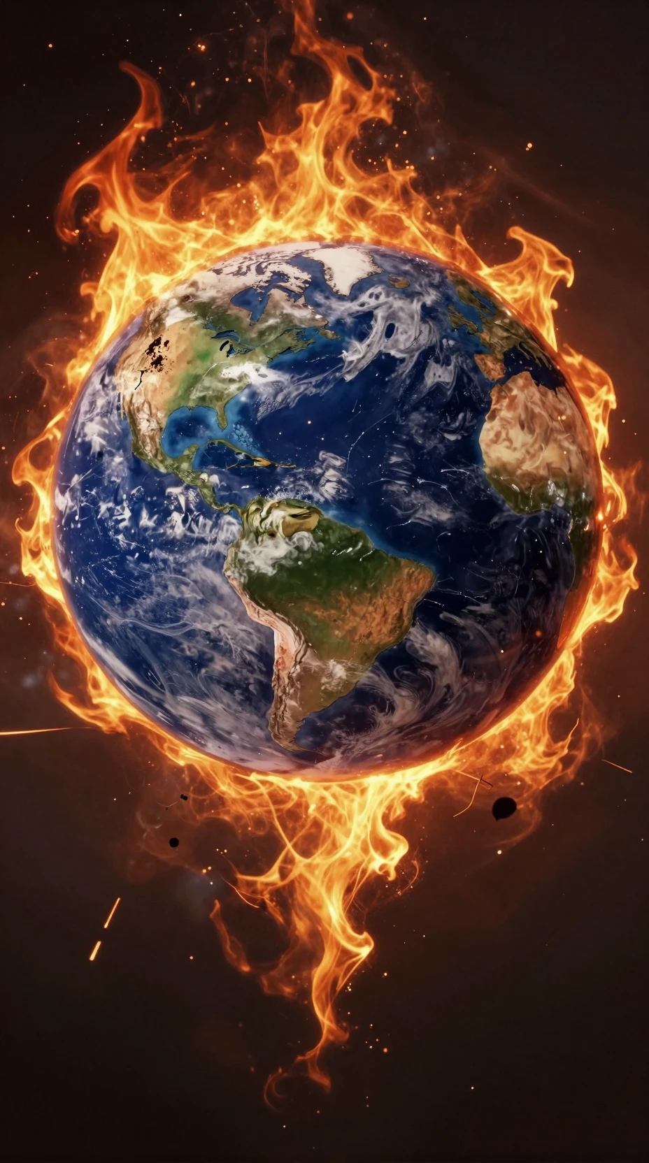 Brennende Erde von planetarem radioaktivem Kataklysmus zerschmettert