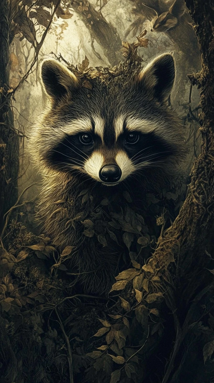 Surreal raccoon illusion in a strange multi image composition