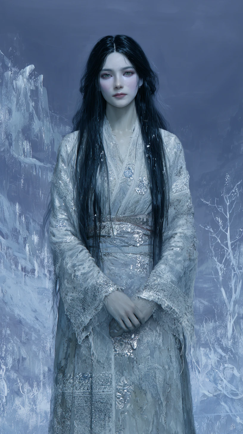 月光雪林中的幽靈雅庫特少女