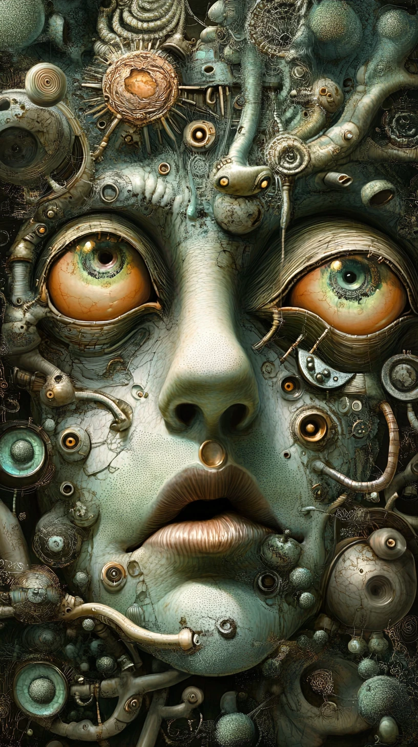 Französischer Pantomime in einer surrealen, traumgleichen Welt der Illusion