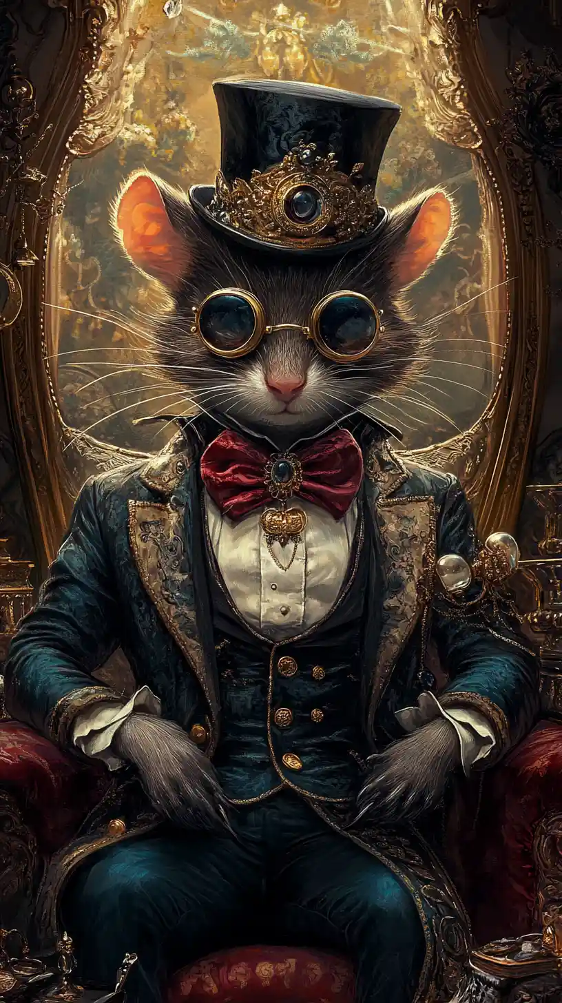 Elegant gentleman mouse in lavish luxurious interior
