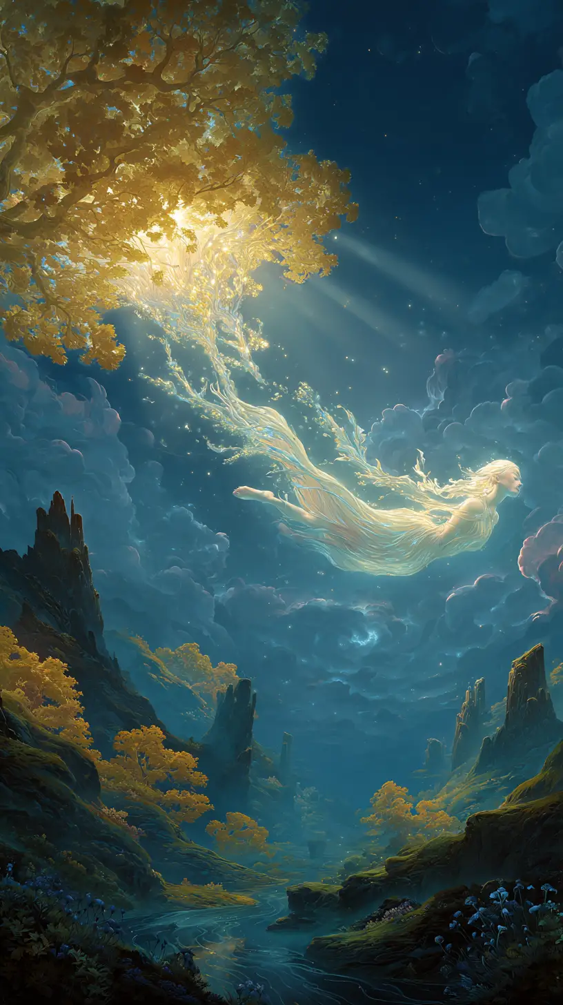 靜謐宇宙景觀中的神聖星界身影