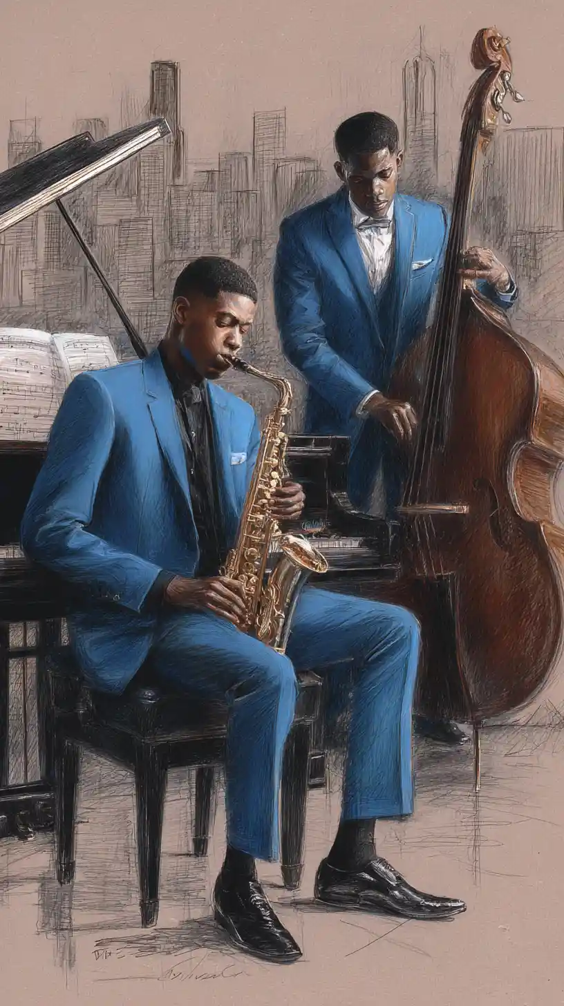 Elegant jazz duo performing in a luxurious night club