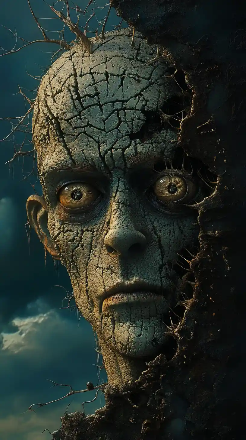 Frankenstein-ähnliches Monster erhebt sich in einer dystopischen Halloween-Welt