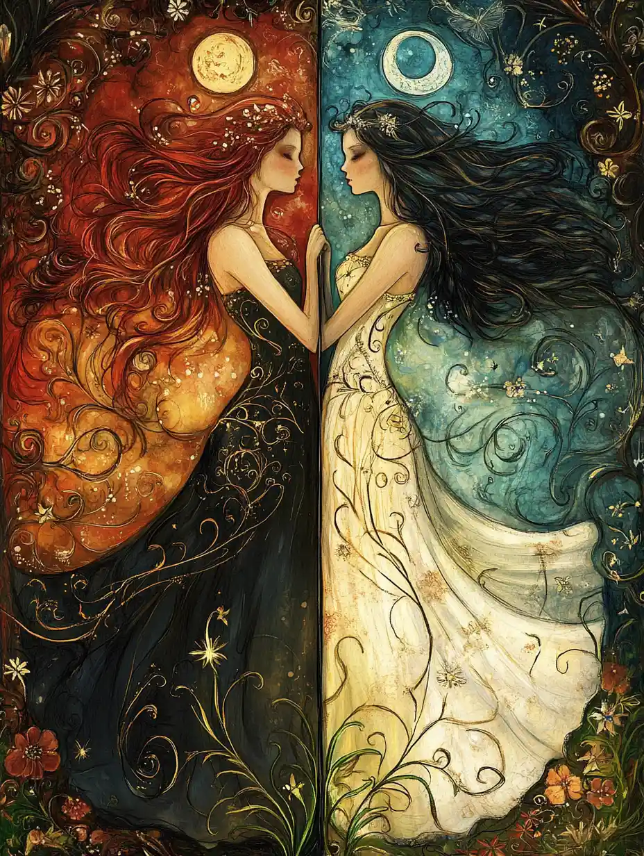 Two elemental sisters of morning light and encroaching night