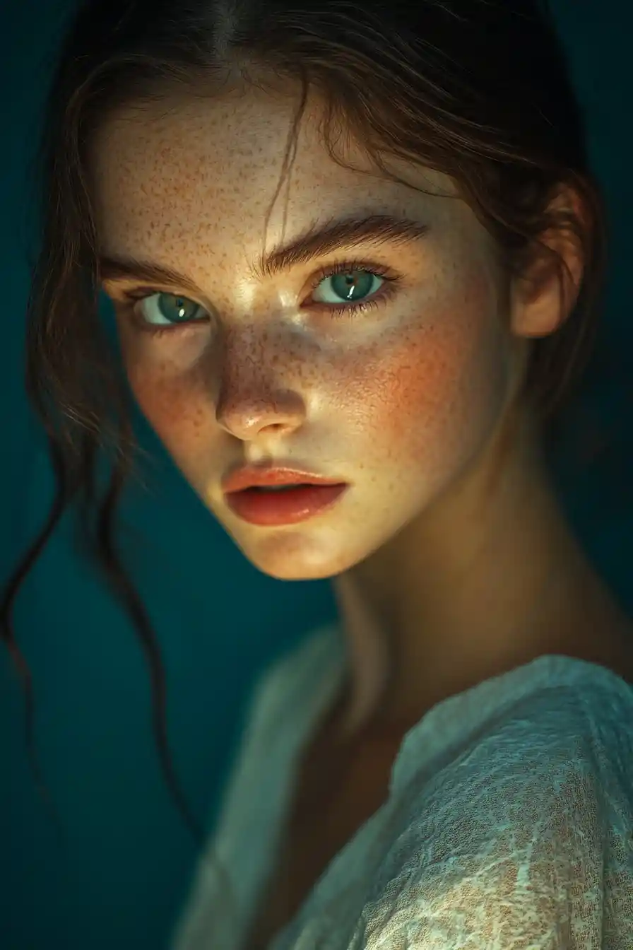 戲劇側光下的強烈年輕女子人像
