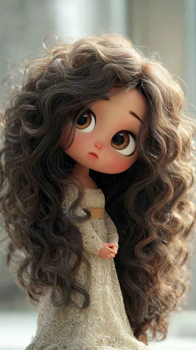 Cute 3D cartoon mouse girl with elegant dress