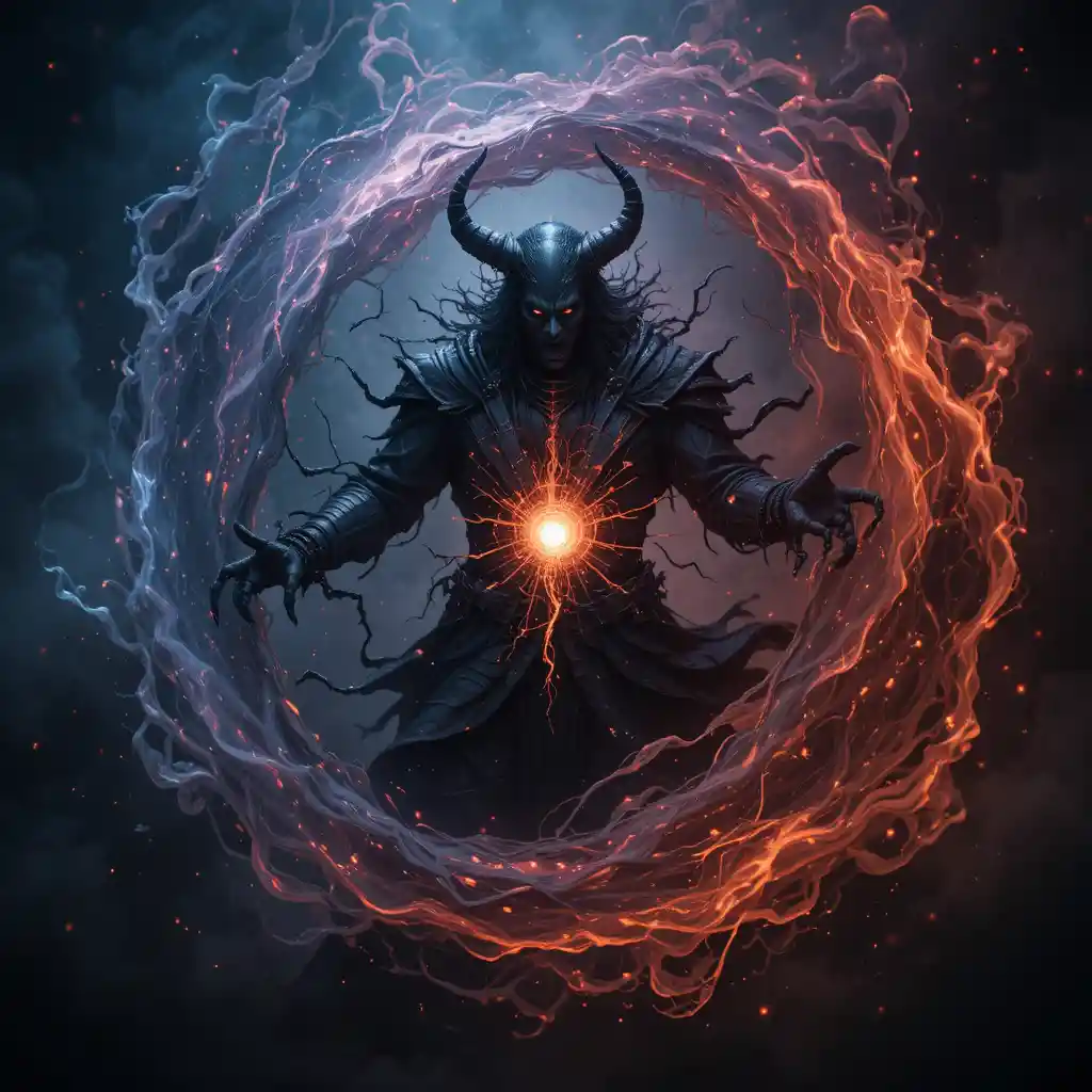 Chaotic Demonic And Arcane Energy Swirling In Darkness