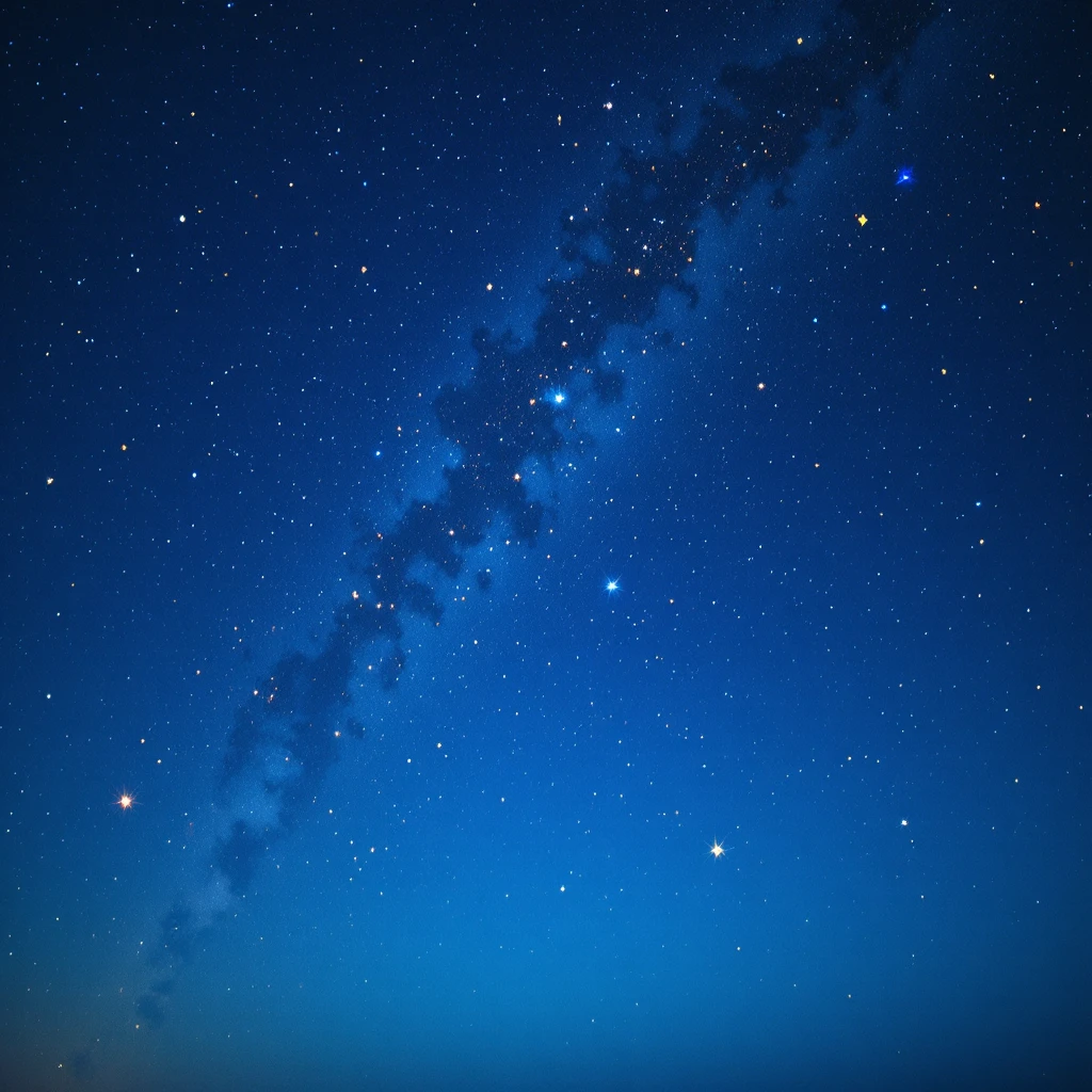 Ciel nocturne bleu électrique rempli d’étoiles jaunes lumineuses