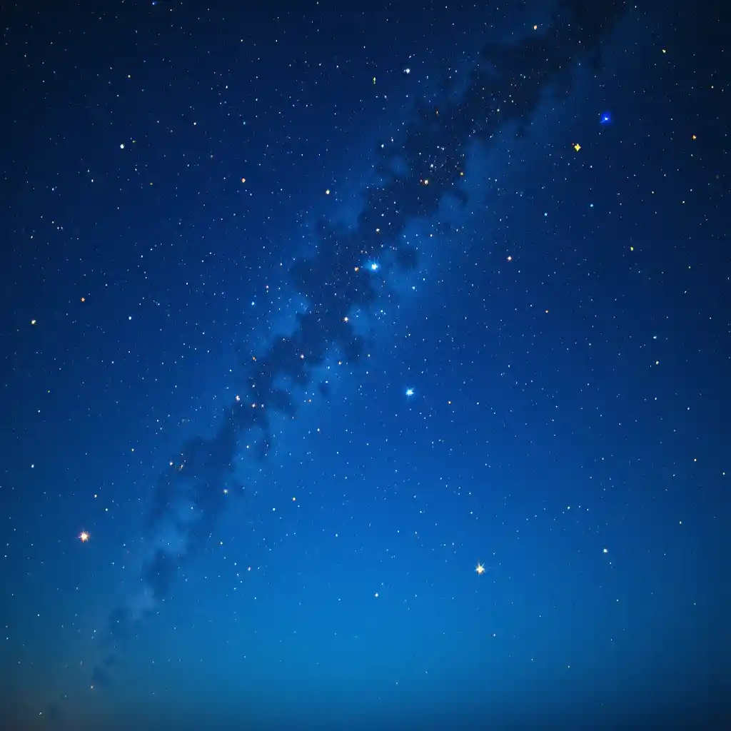 Ciel nocturne bleu électrique rempli d’étoiles jaunes lumineuses