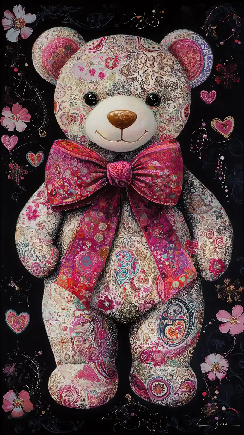 Traumhafter Valentinstags-Teddybär mit verspielter rosa Schleife