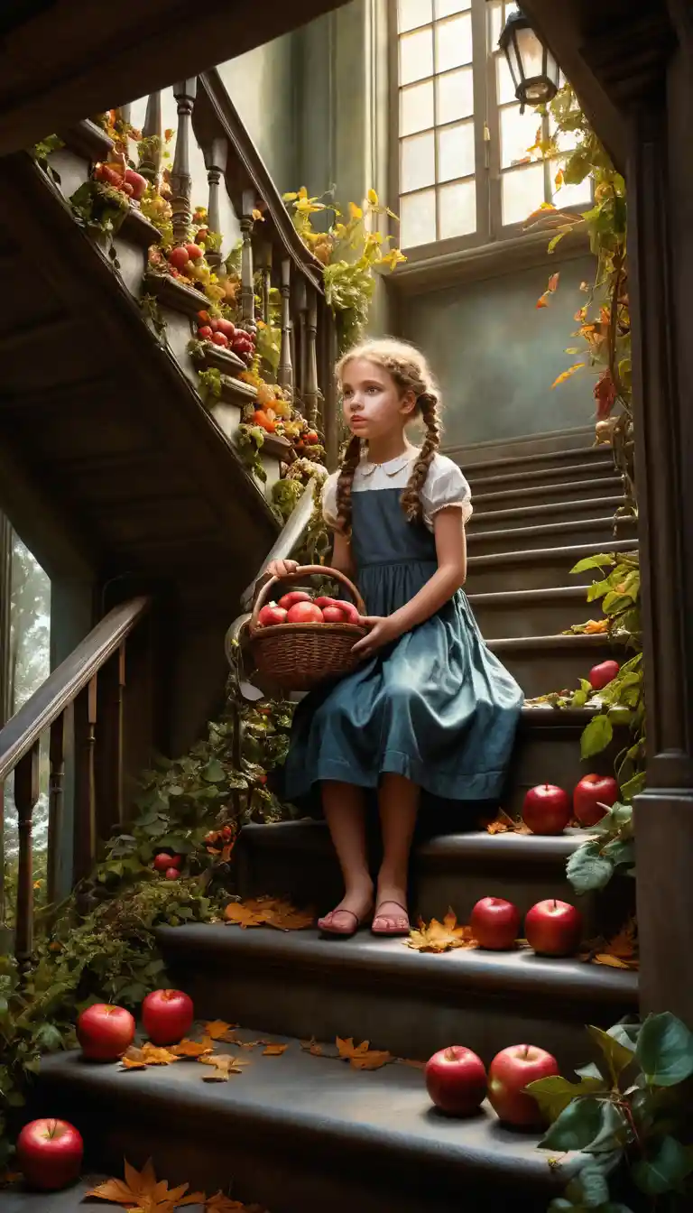 Surreal Carved Staircase Growing From Autumn Fruit Bowl