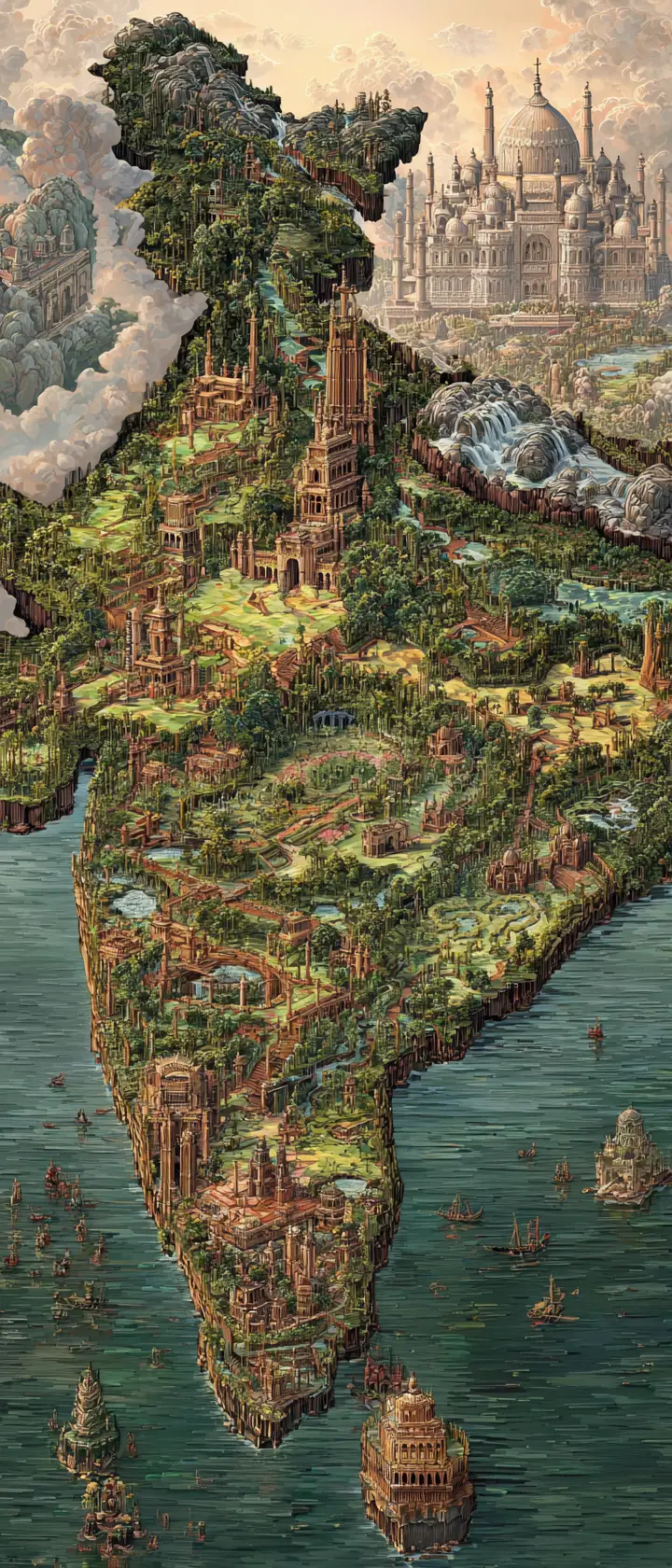 Mapa 3D detalhado da Índia com ricos recursos regionais