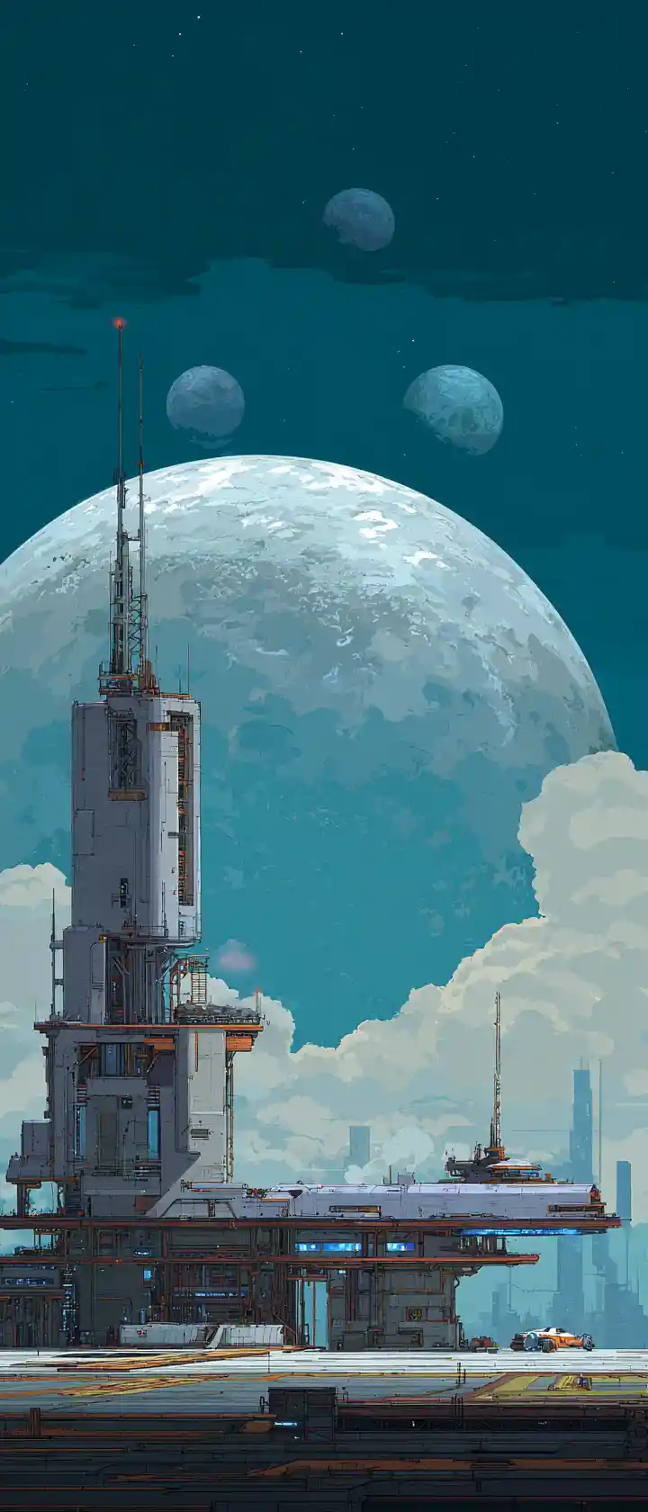 Weltraumstation im Goldenen Schnitt über Neo-Erde im Orion