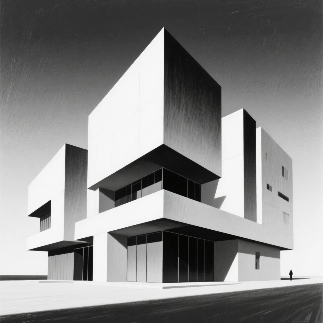 Composição arquitetônica moderna minimalista em preto e branco