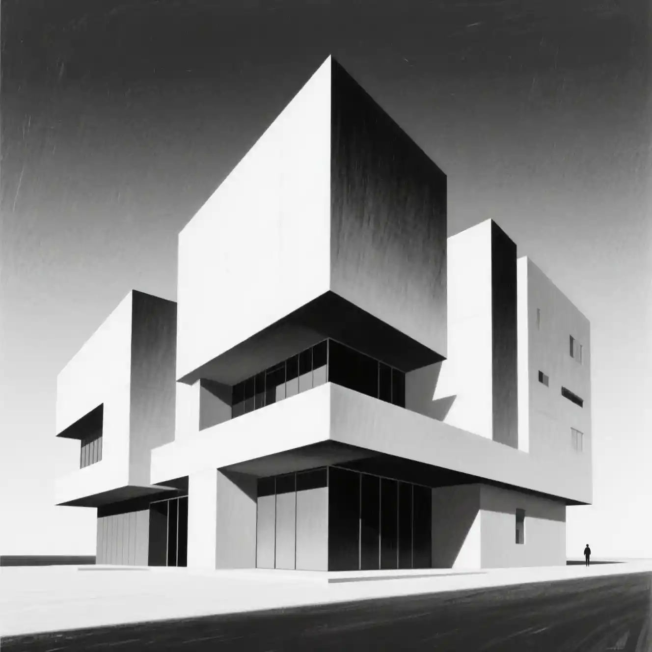 Composição arquitetônica moderna minimalista em preto e branco
