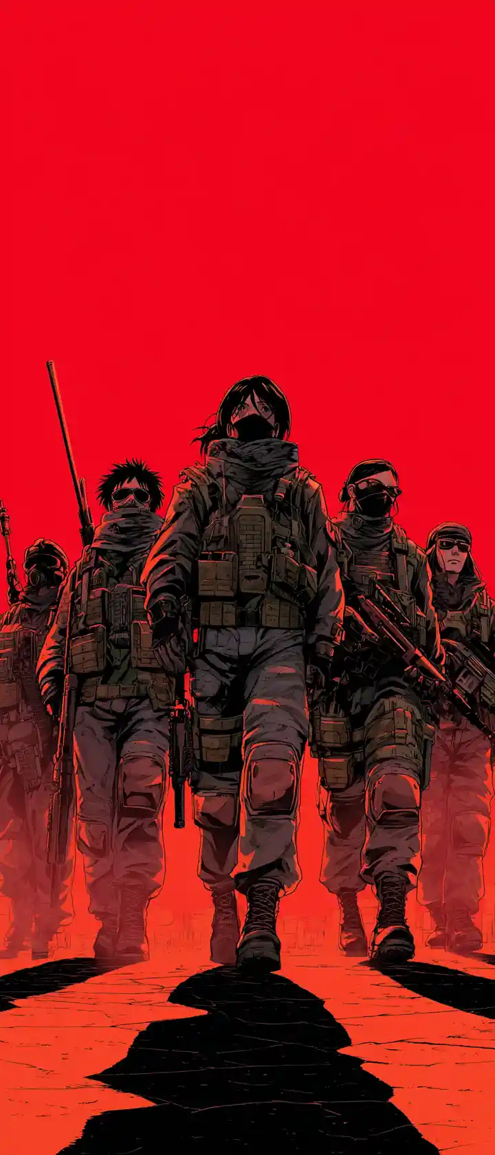 Soldati d’anime d’élite uniti in un campo di battaglia infernale