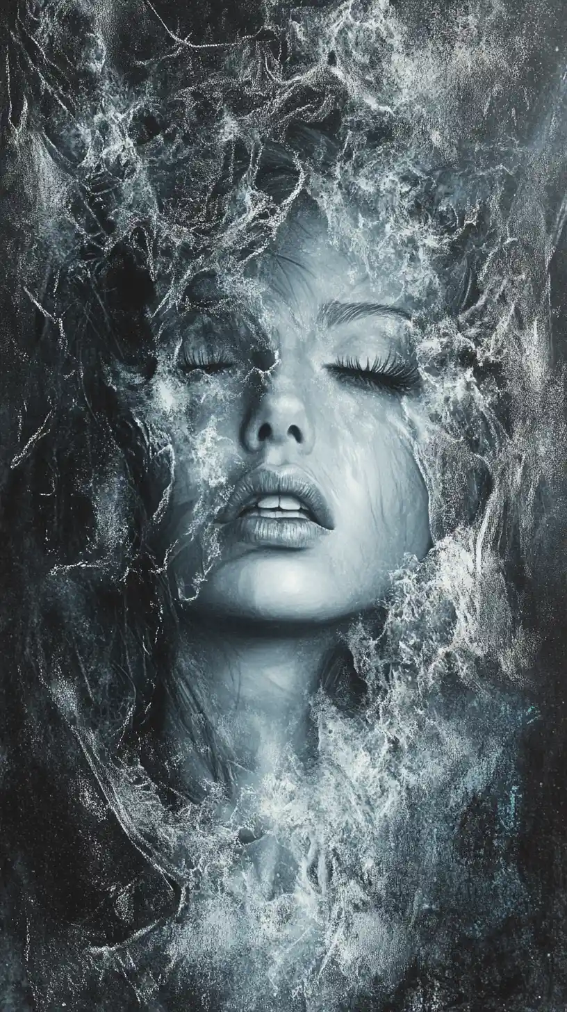 Glamorous femme fatale in ocean inspired couture portrait