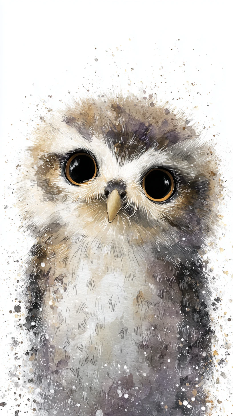 Traumhafte Aquarell-Eule mit großen leuchtenden Augen