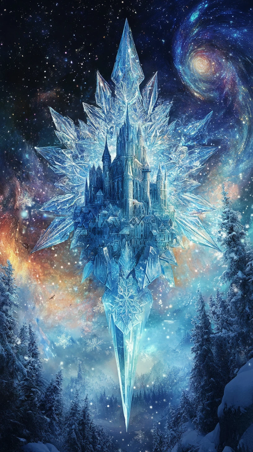 Castelo majestoso de floco de neve em um sonho de inverno surreal