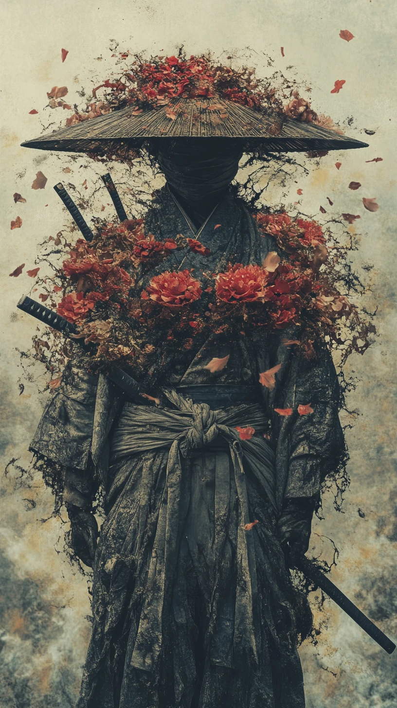 Samurai em um misterioso mundo de fantasia sombria