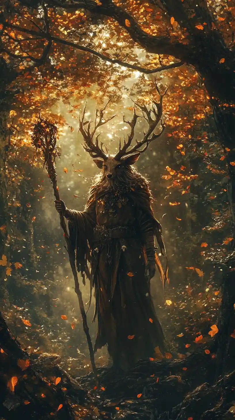 Esprit mystique de la forêt avec bois sous la canopée d’automne