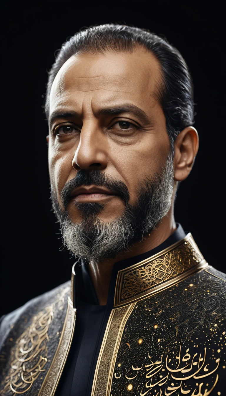 Retrato de perfil futurista de un hombre cibernético de Oriente Medio