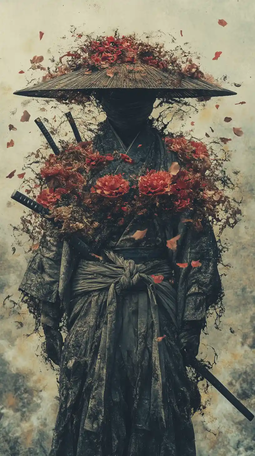 Samurai em um misterioso mundo de fantasia sombria