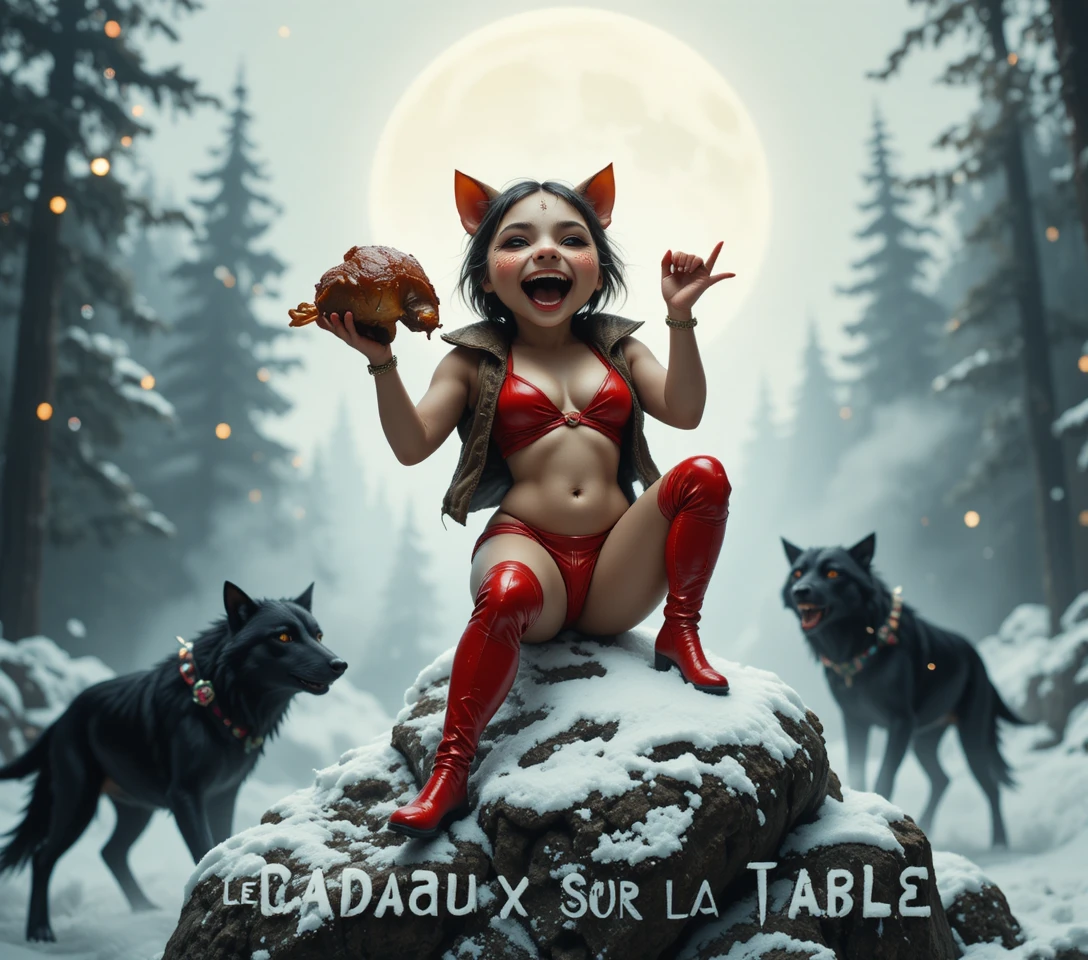 Gravure Festive d’un Cochon Dansant avec Volaille Rôtie