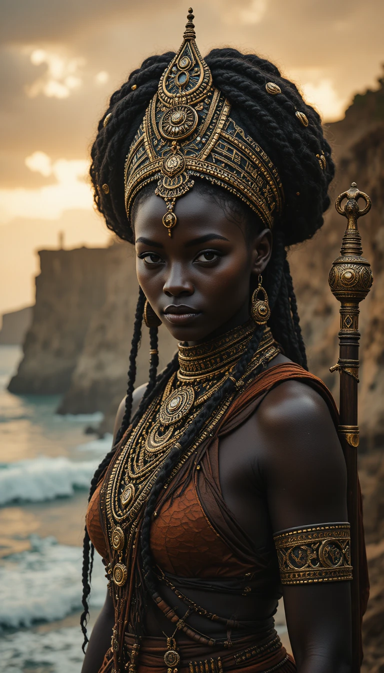 Ritratto cinematografico di una regina guerriera africana in riva all’oceano