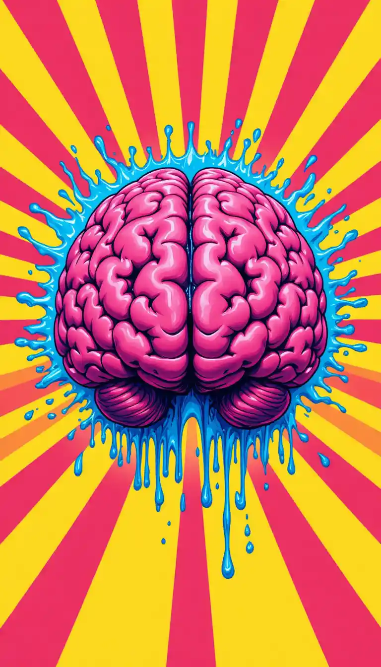 Farbenfrohe digitale Gehirnillustration mit psychedelischen Details