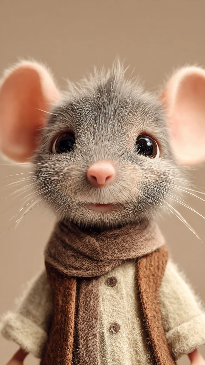 Personagem de rato 3D em desenho animado fofo com luz cinematográfica quente